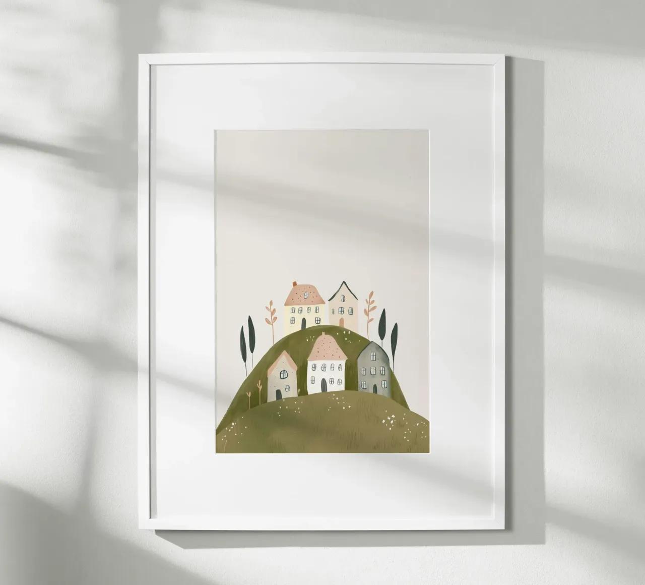 Boho Print with Cottages hahnemühle by Little Lola