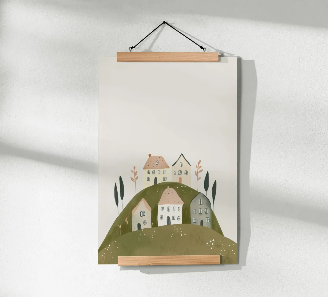 Boho Print with Cottages hahnemühle by Little Lola