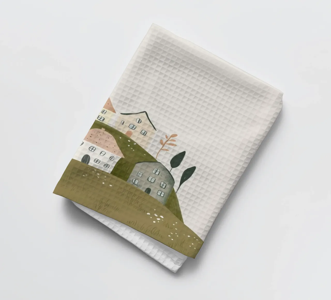 Boho Print with Cottages tea towel by Little Lola