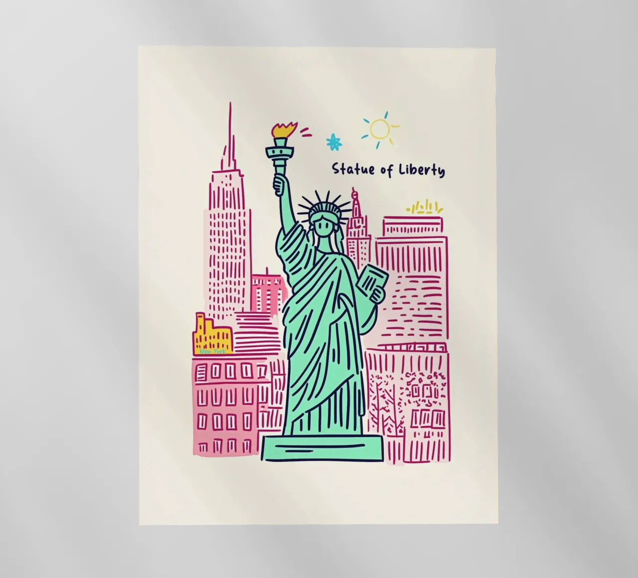 Disegno a pastello della Statua della Libertà pellicola backlit da Carinaprint