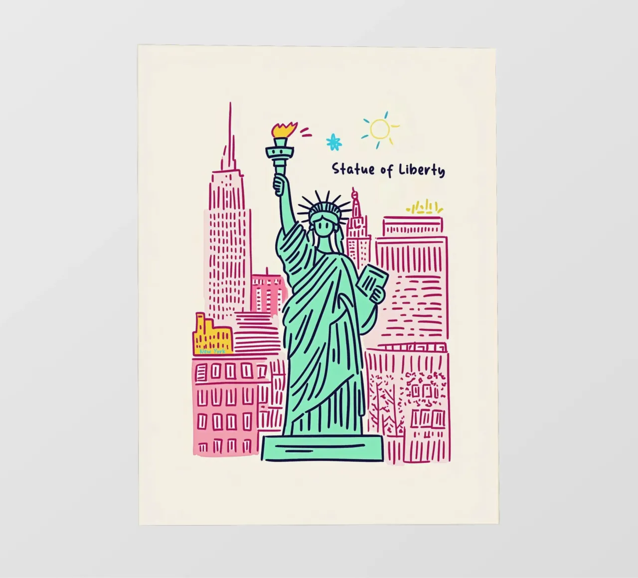 Disegno a pastello della Statua della Libertà telo in pvc da Carinaprint