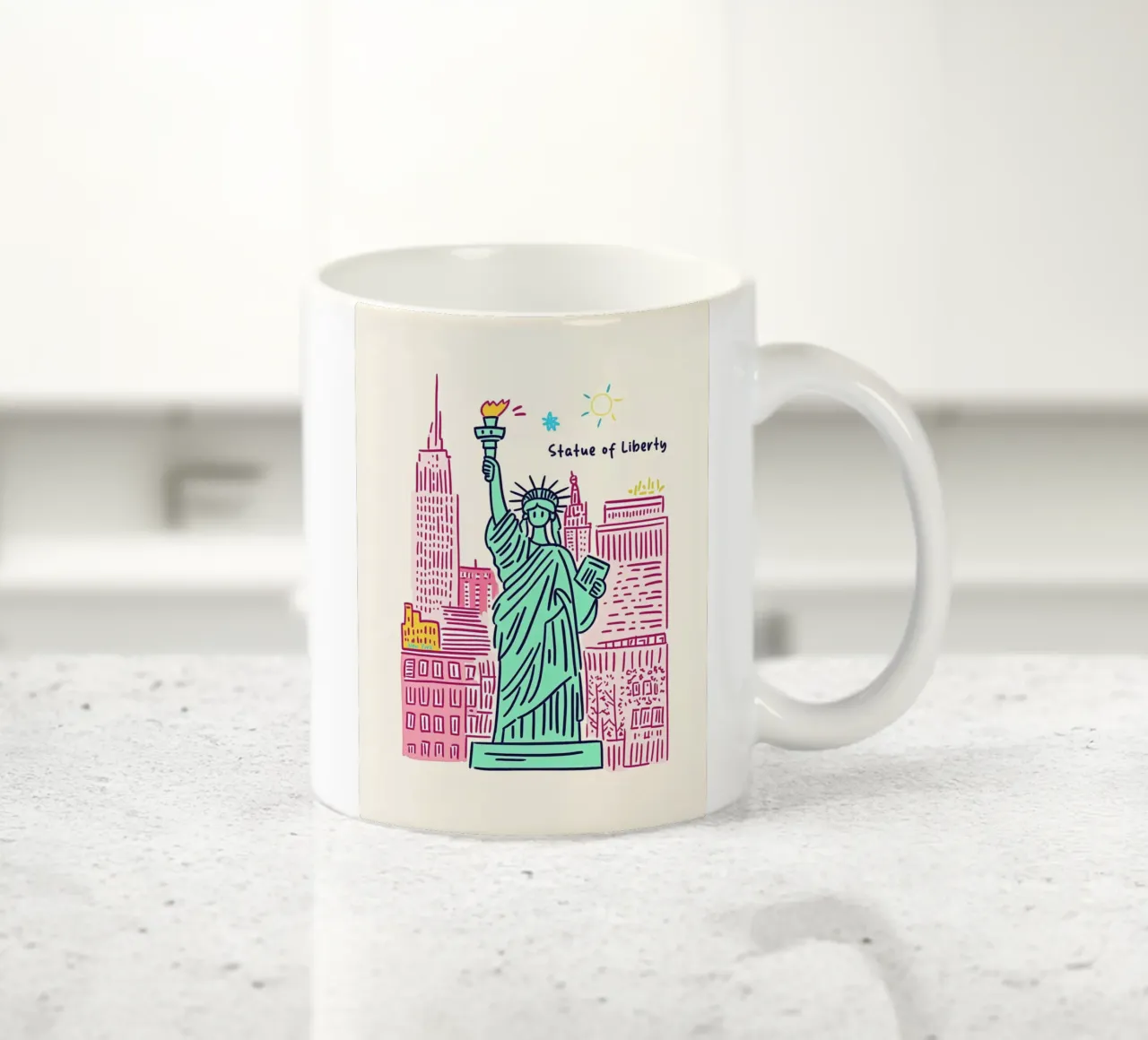 Disegno a pastello della Statua della Libertà tazza in ceramica da Carinaprint
