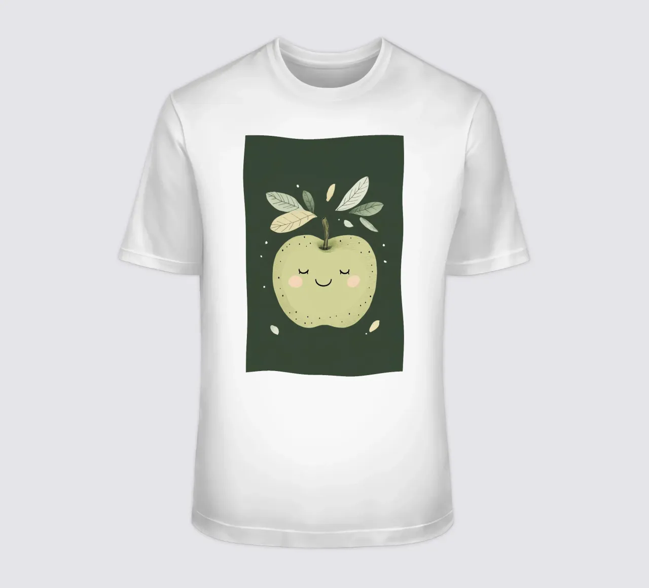 Grüner Apfel Kinderzimmer Illustration, glückliche Frucht drucken T-Shirt von Little Lola