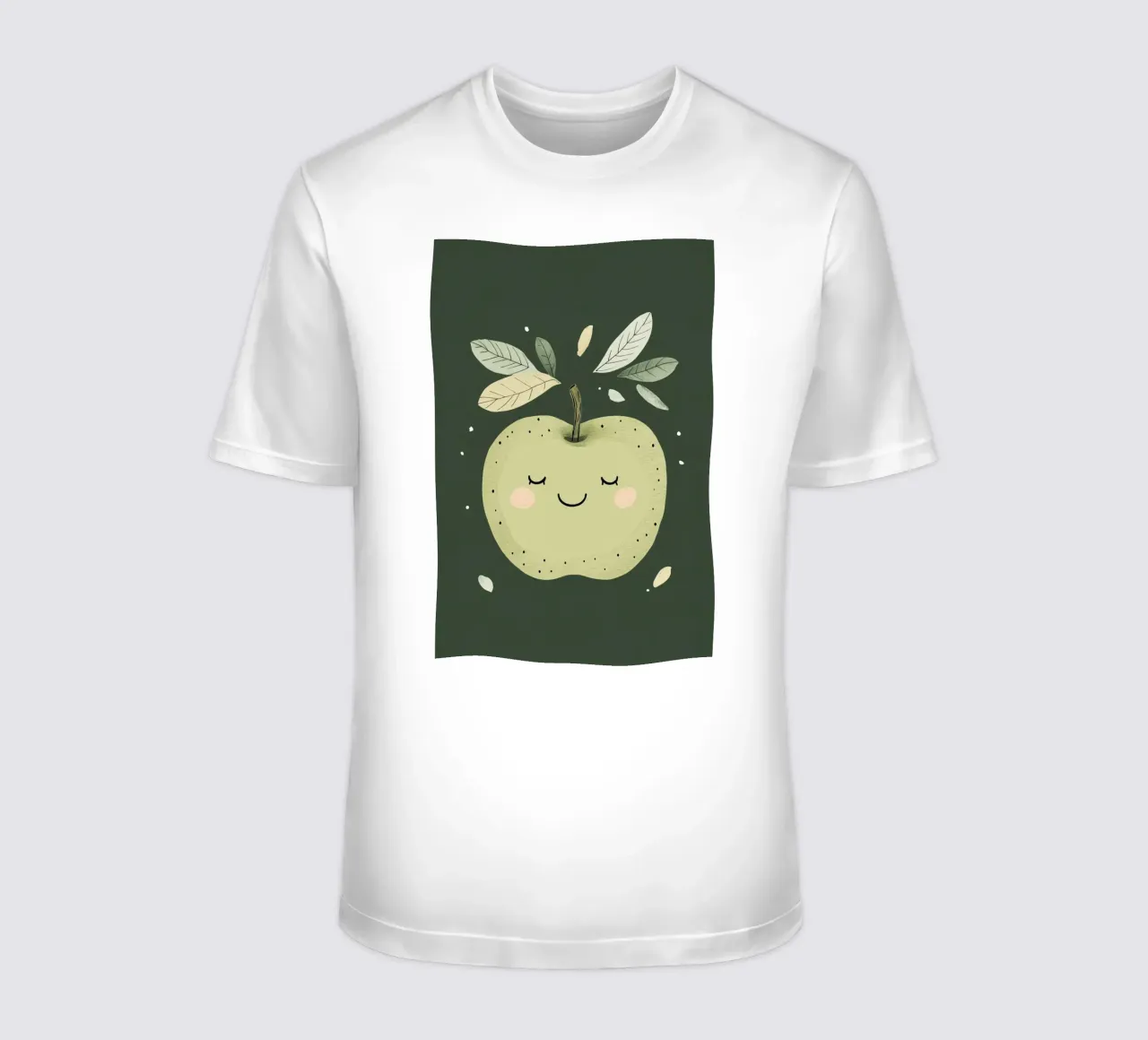 Grüner Apfel Kinderzimmer Illustration, glückliche Frucht drucken T-Shirt von Little Lola