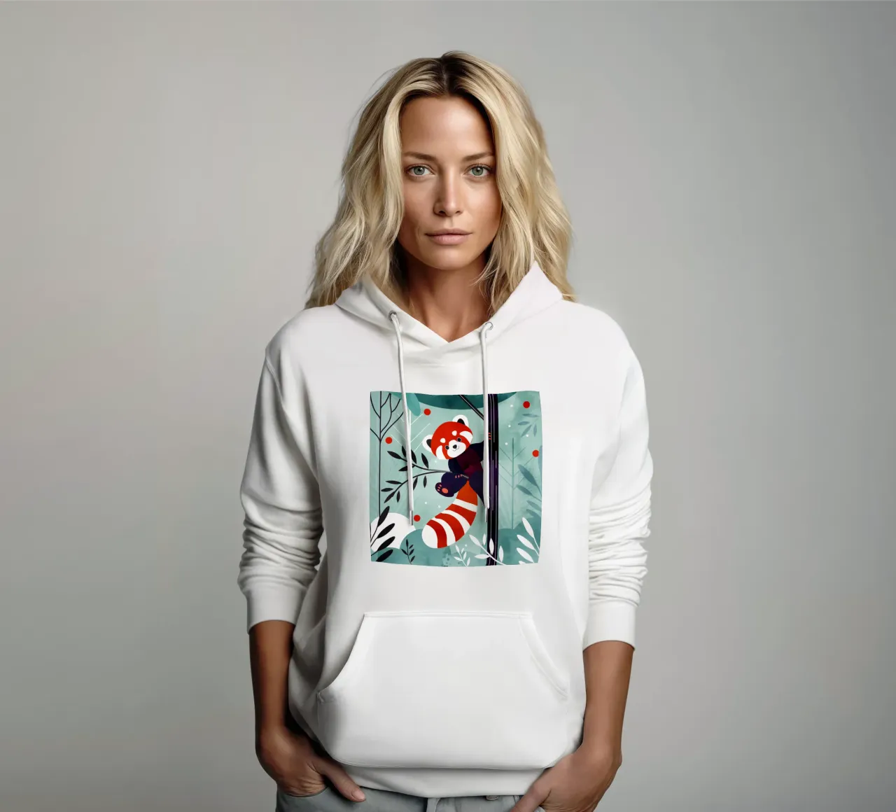 Allegro panda rosso nella giungla felpa con cappuccio da namosh