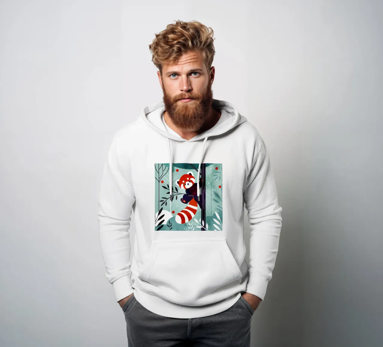 Allegro panda rosso nella giungla felpa con cappuccio da namosh