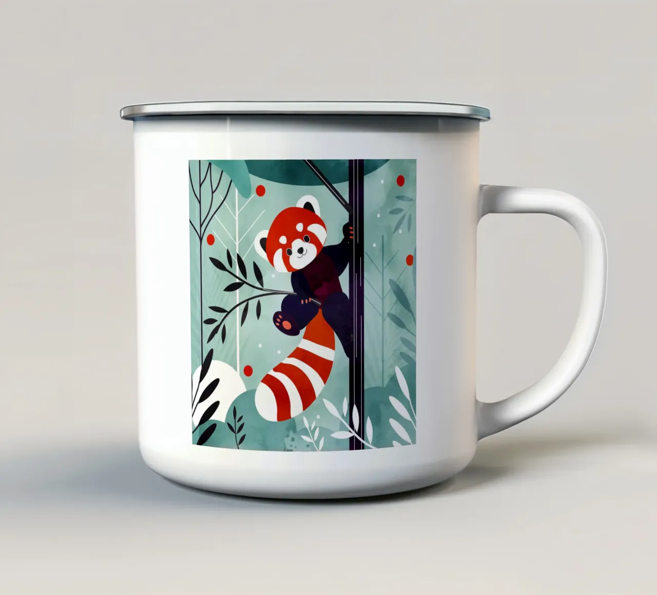 Allegro panda rosso nella giungla tazza in smalto da namosh