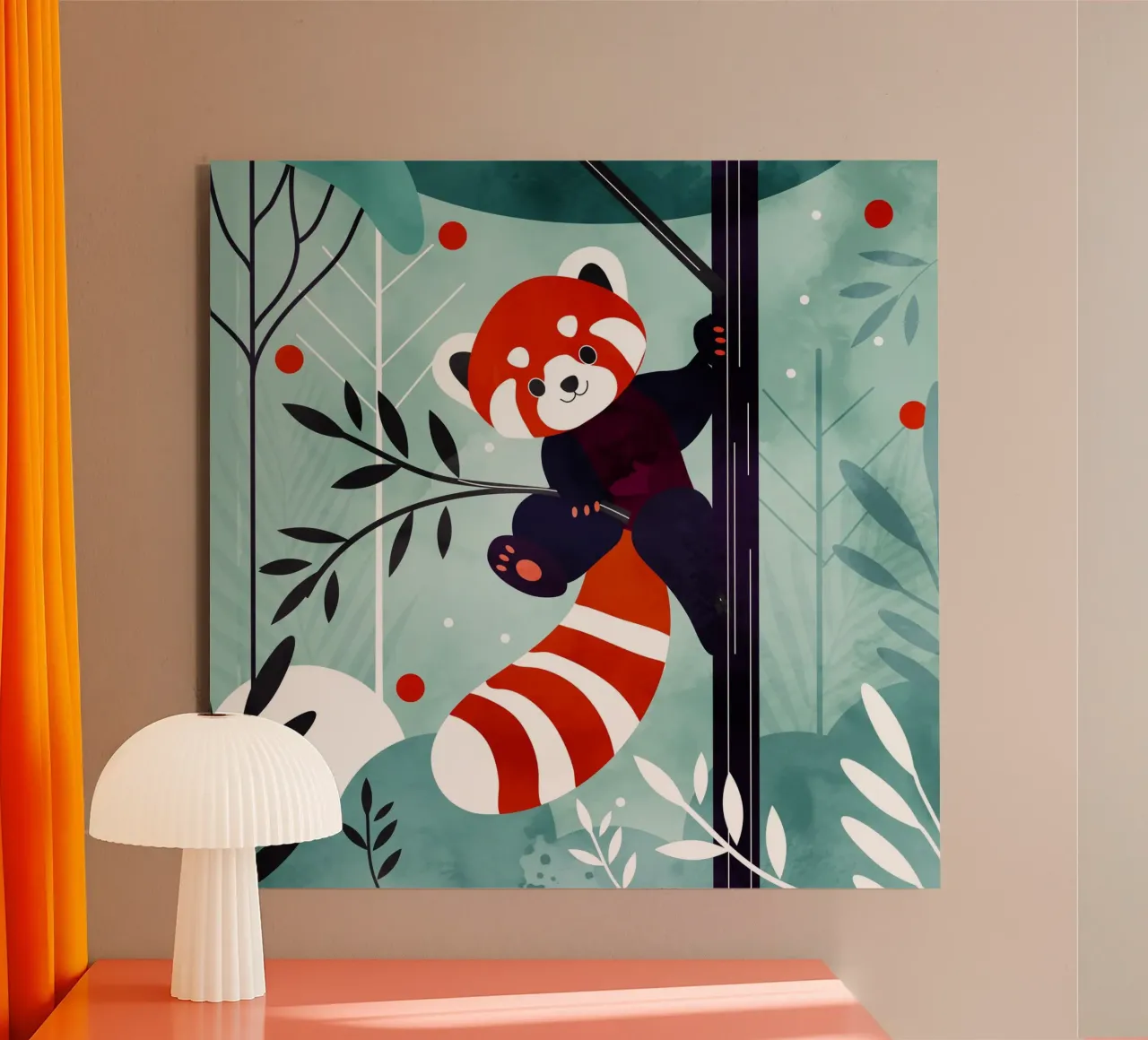Allegro panda rosso nella giungla alluminio dibond da namosh