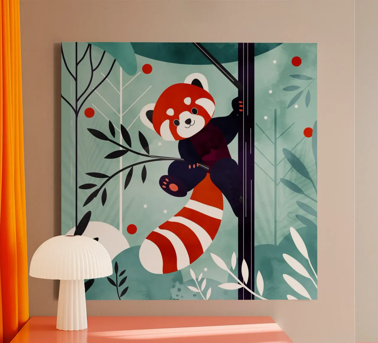 Allegro panda rosso nella giungla tela da namosh