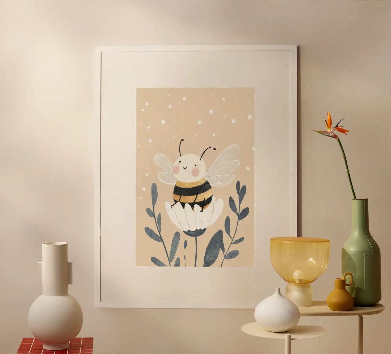 Stampa floreale Bumble Bee, arte murale per l'asilo nido, poster per bambini poster con telaio in plastica da Little Lola