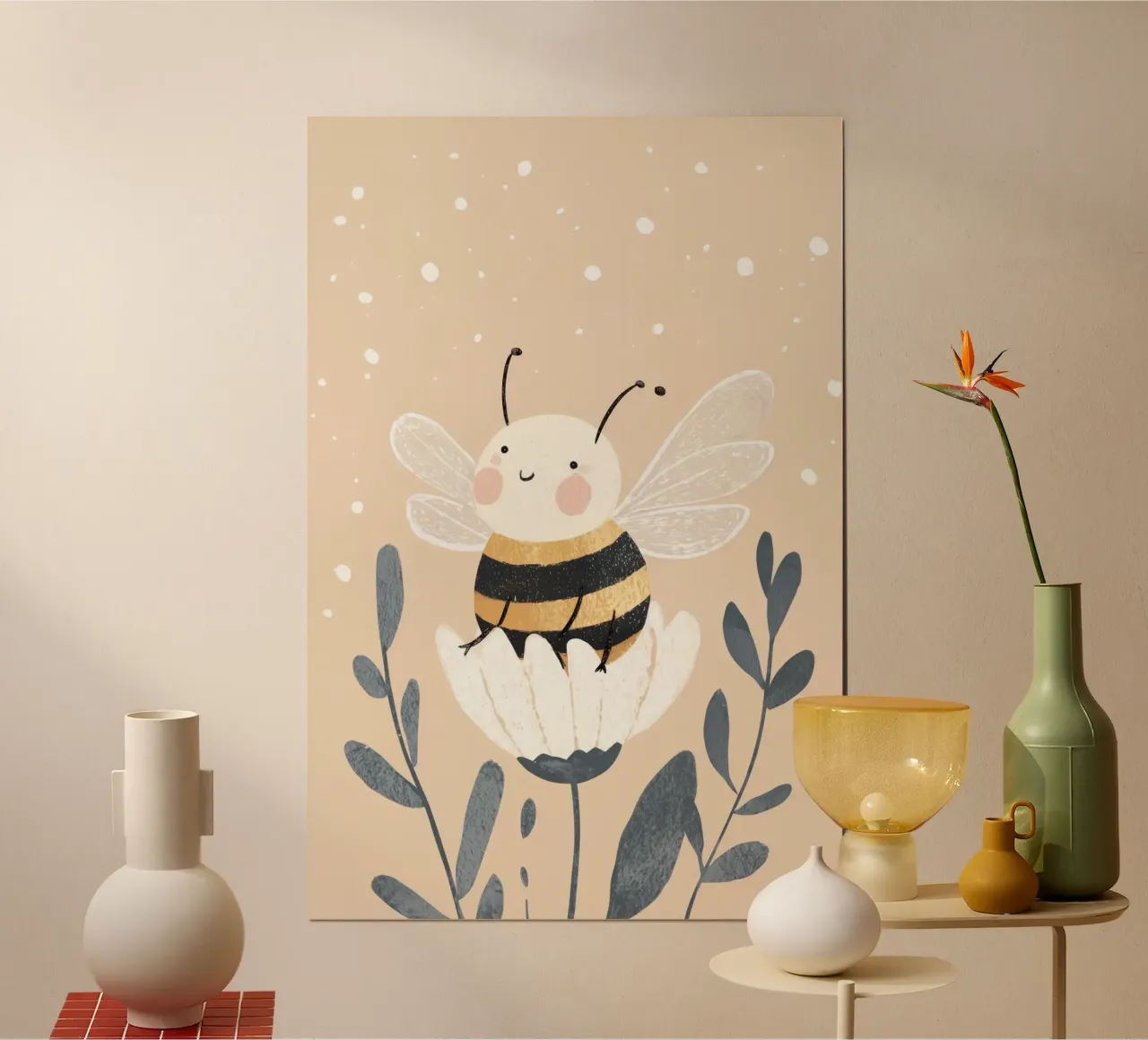 Stampa floreale Bumble Bee, arte murale per l'asilo nido, poster per bambini poster con telaio in plastica da Little Lola