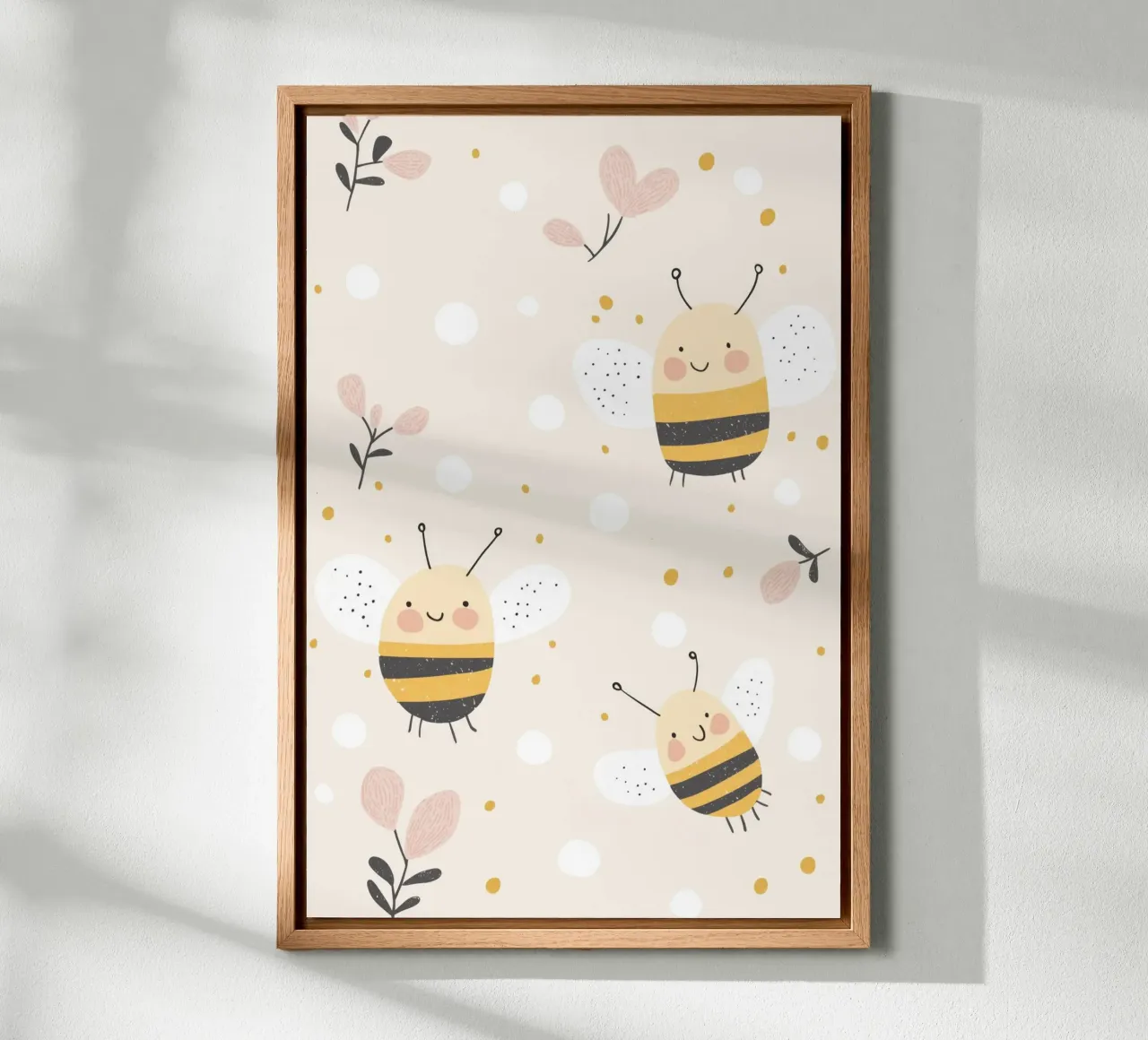 Bumble Bee Print For Nursery canvas with Floater frame by Little Lola