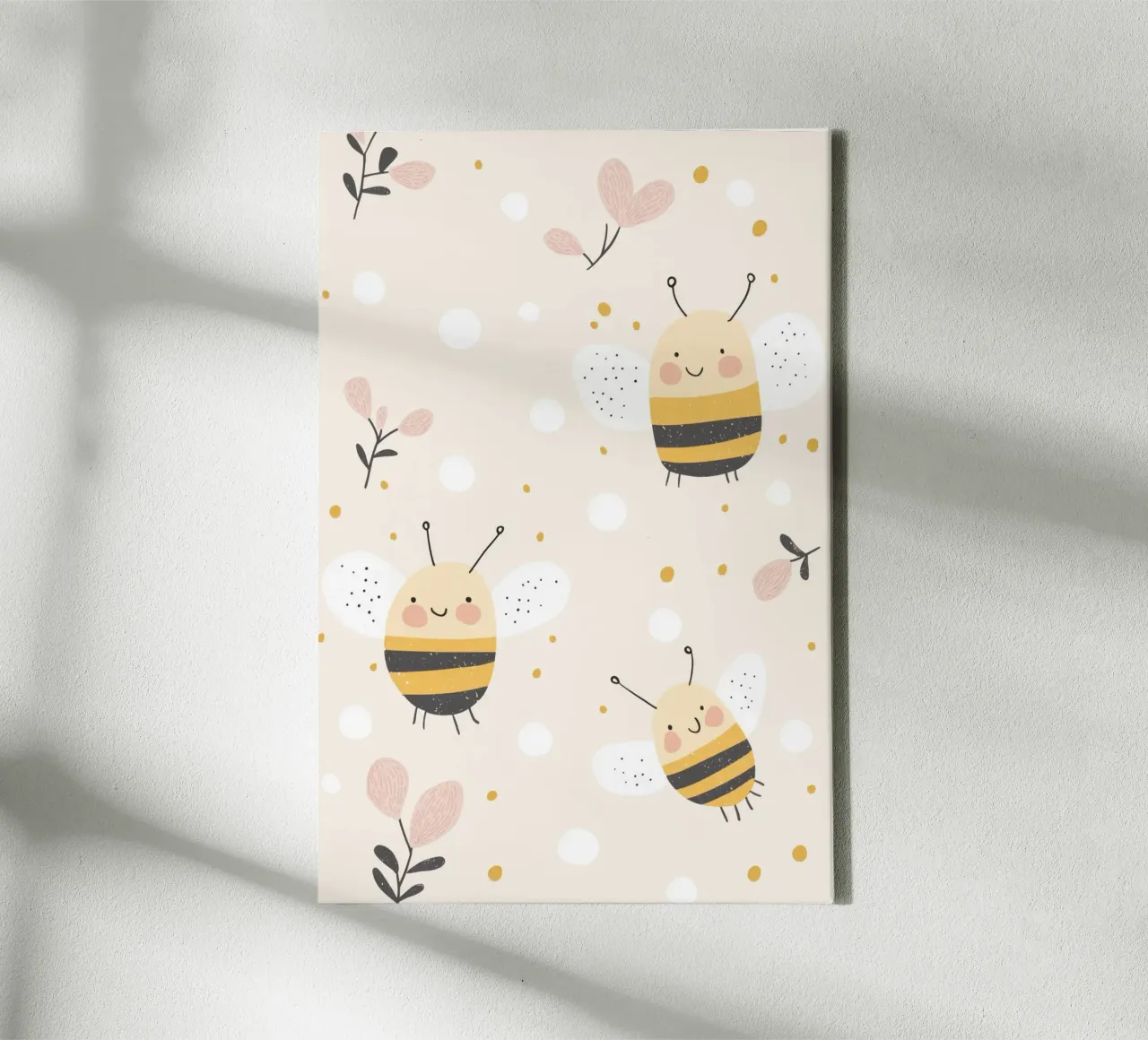 Bumble Bee Print For Nursery canvas with Floater frame by Little Lola