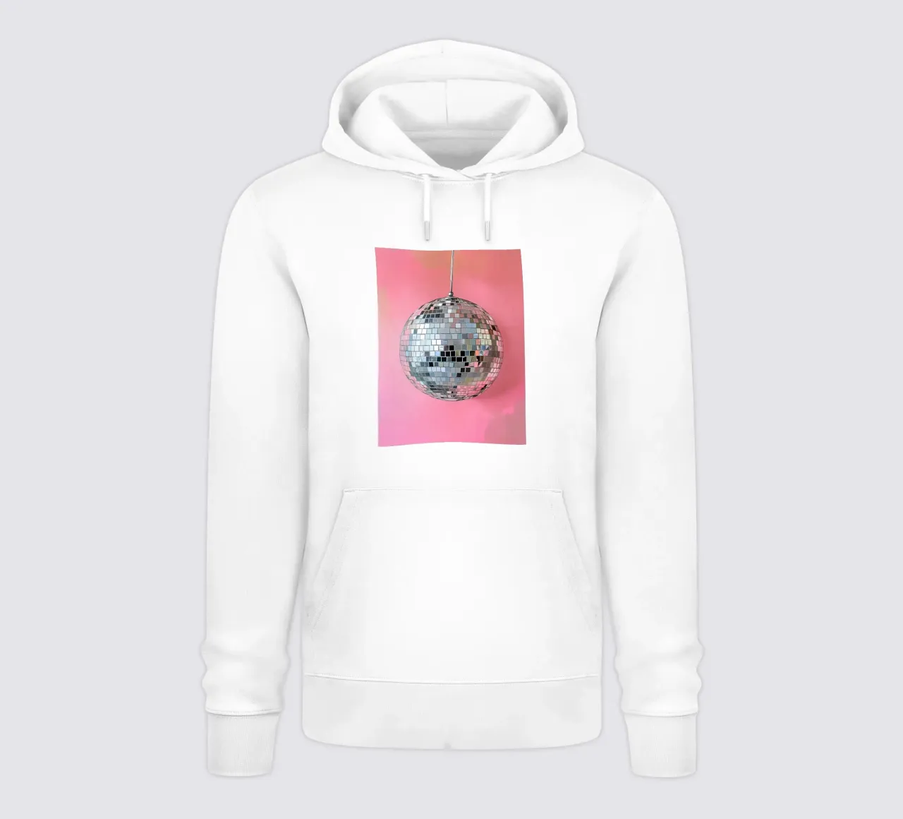 Disco Ball argento su rosa felpa con cappuccio da IamHomeStudio
