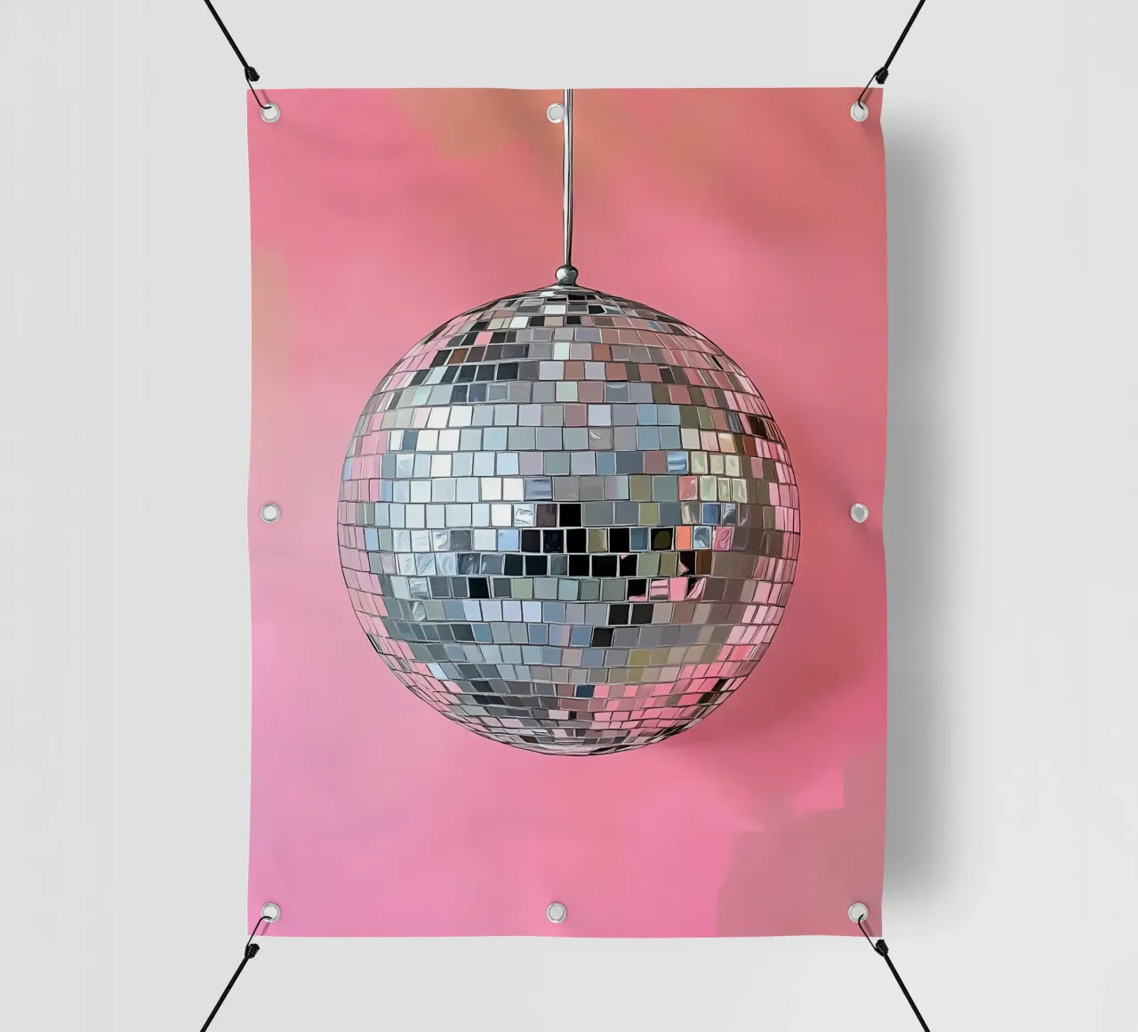 Disco Ball argento su rosa telo in pvc da IamHomeStudio