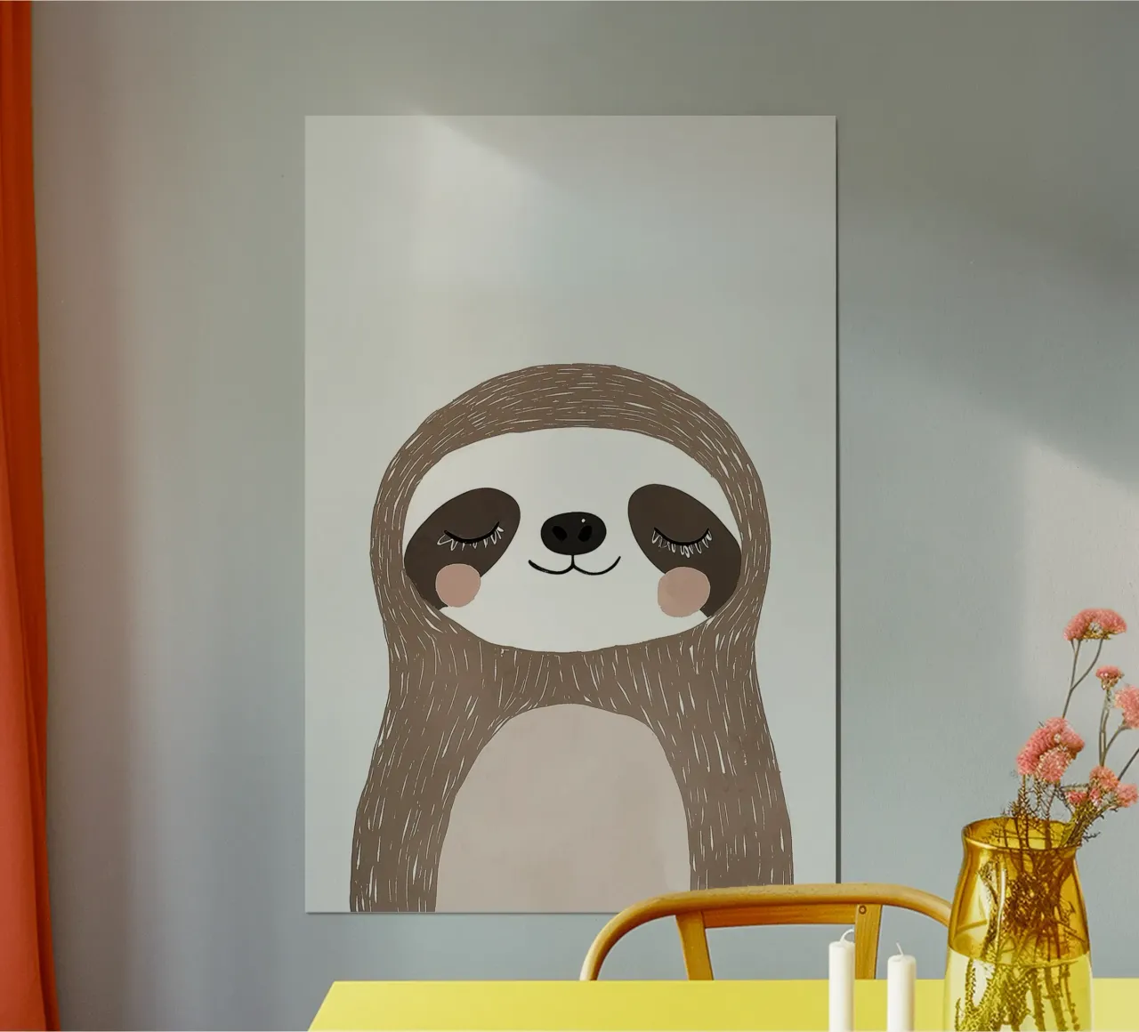 Stampa di un simpatico bradipo per la cameretta dei bambini, arte da parete per bambini poster con telaio in alluminio da Little Lola