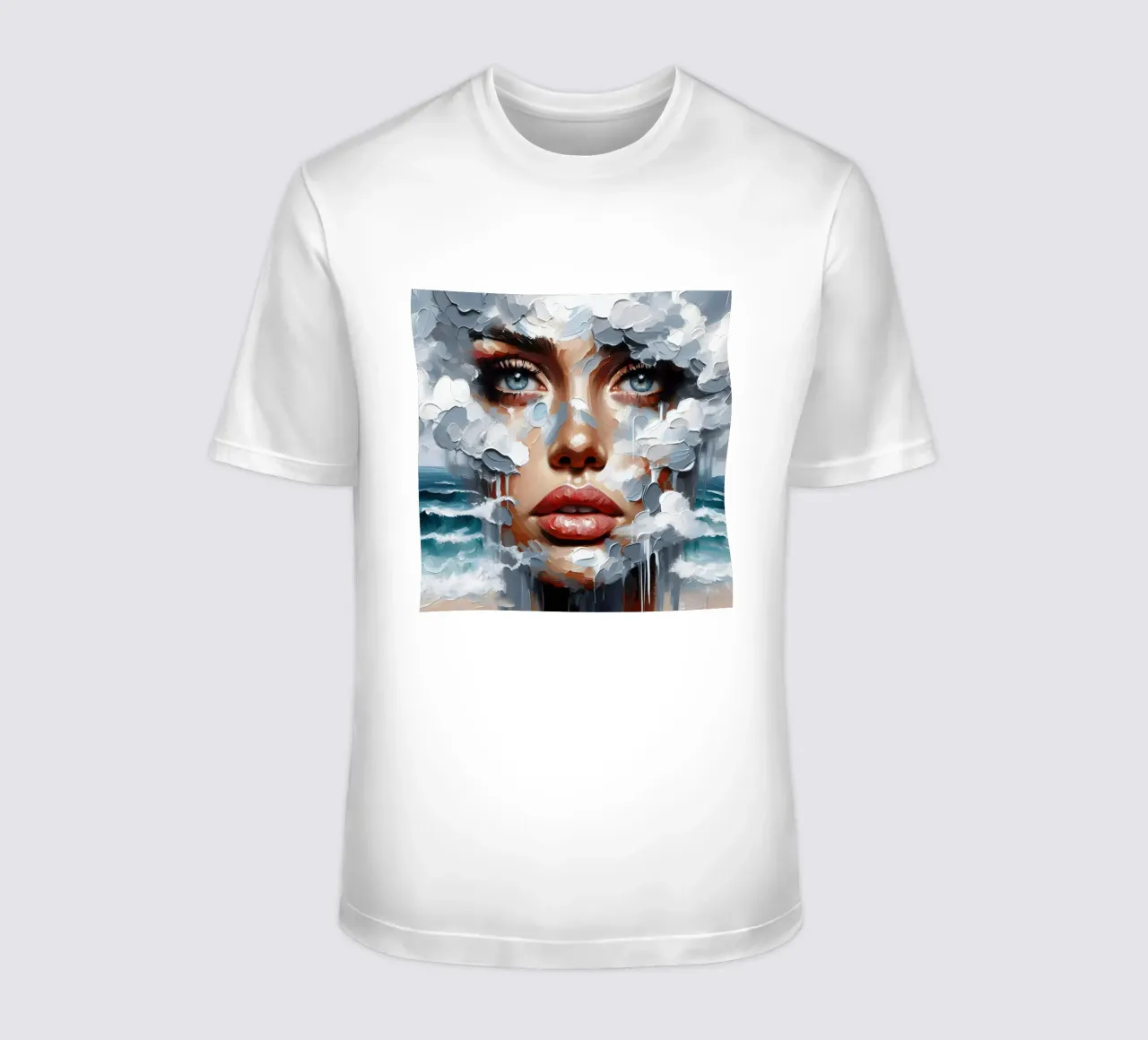Portret met het hoofd in de wolken t-shirt van ARTOMATIC