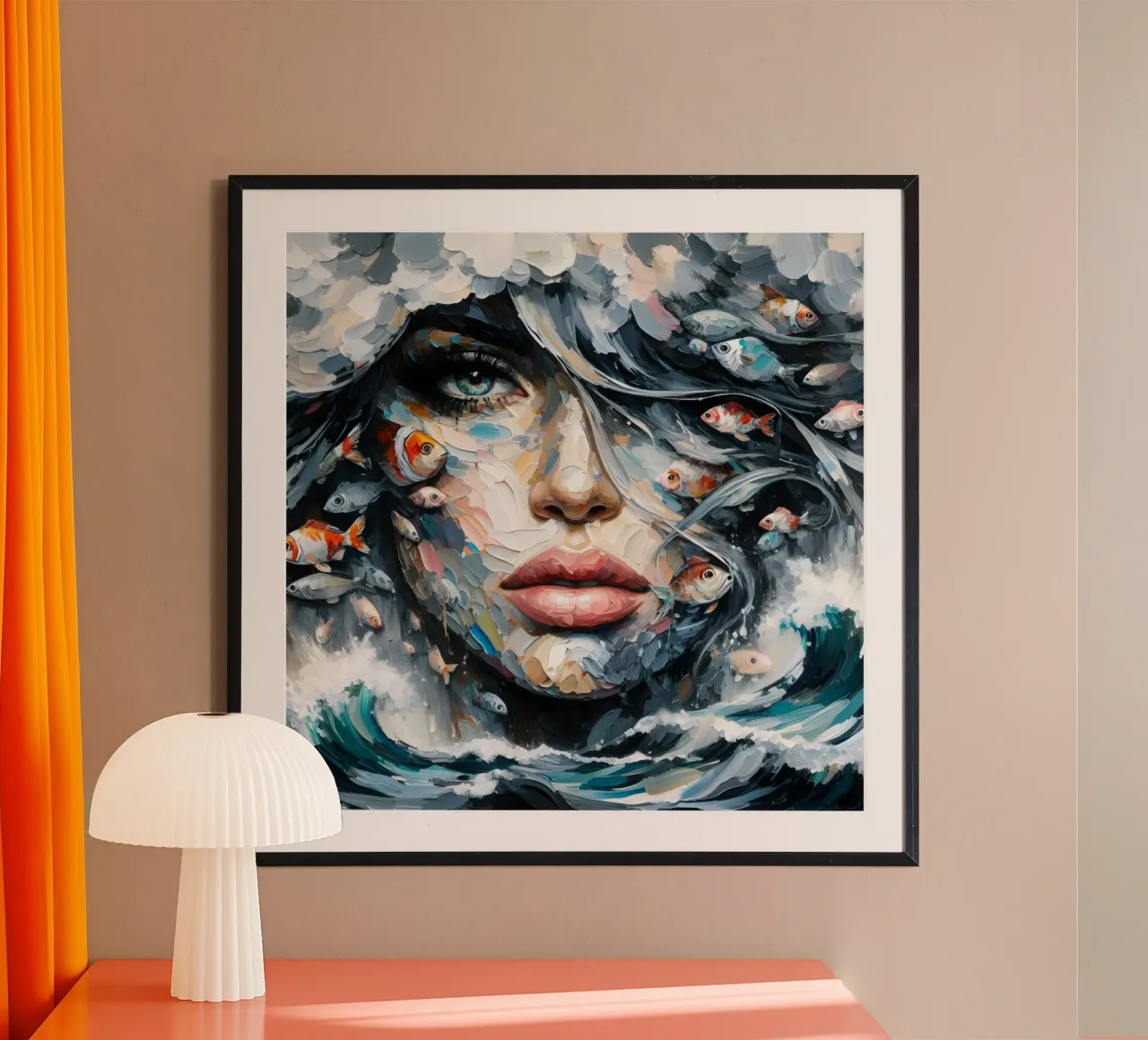 FISCH IN UNRUHIGEN GEWÄSSERN MALEREI Poster von ARTOMATIC