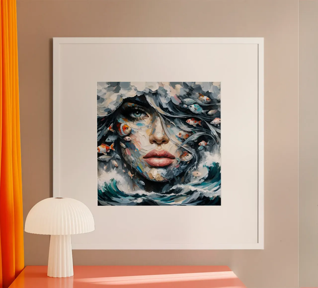 FISCH IN UNRUHIGEN GEWÄSSERN MALEREI Poster von ARTOMATIC