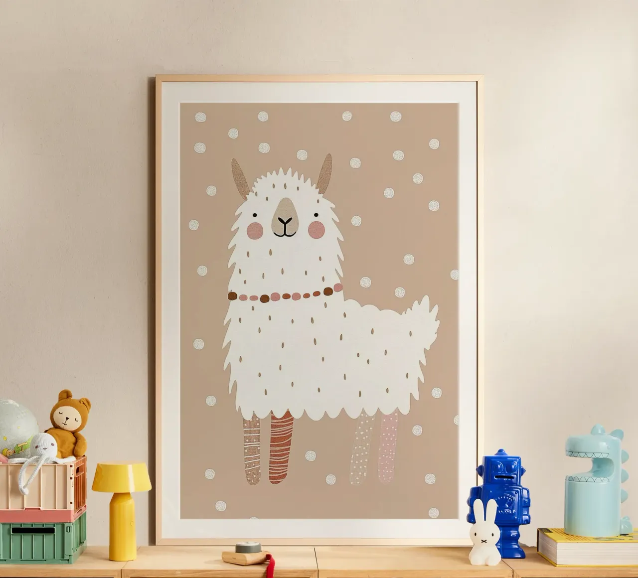 Bonita Ilustración Boho Llama. Nursery Wall Art hahnemühle de Little Lola
