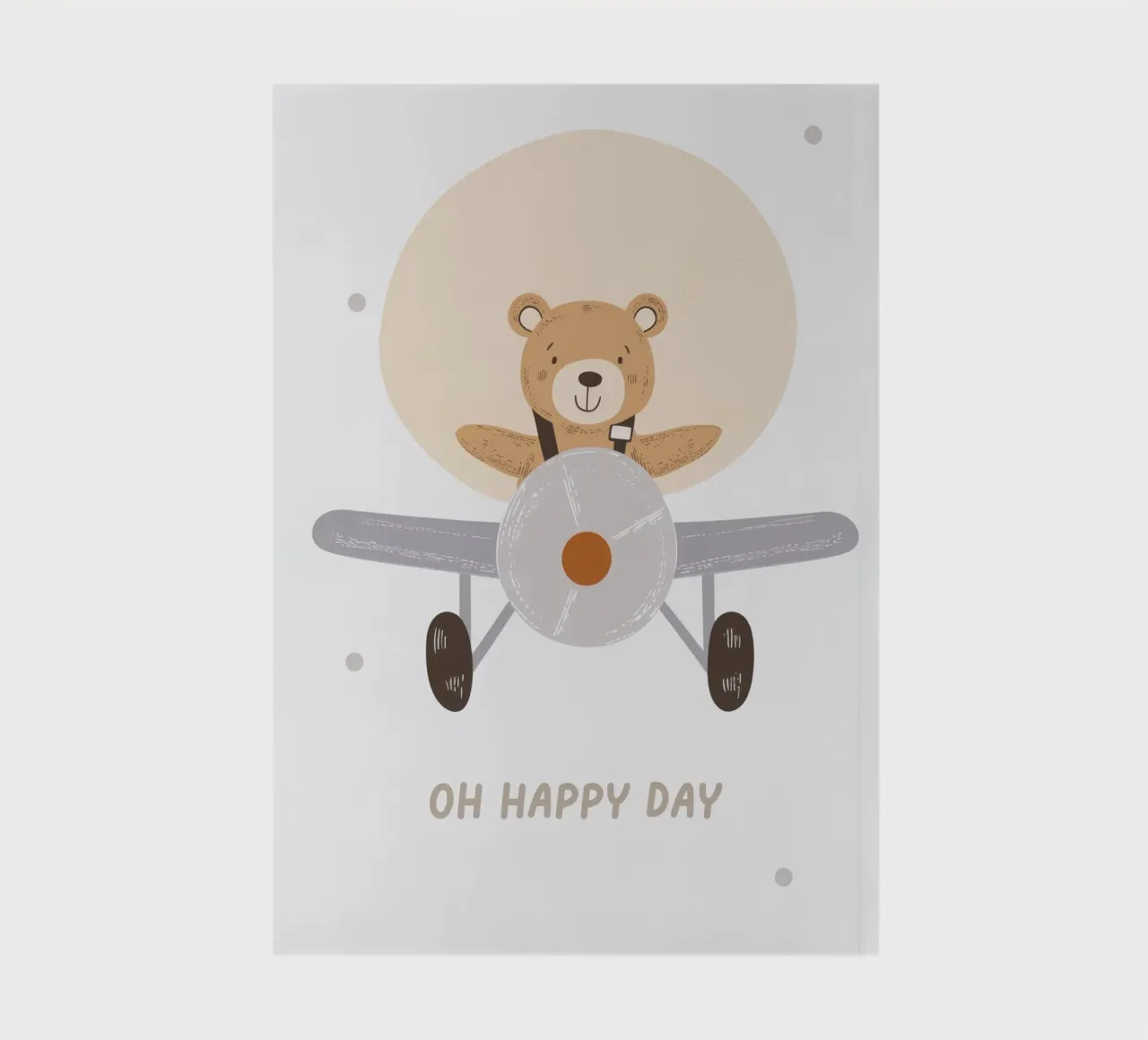 Orso che vola su un aereo, illustrazione di un pilota, stampa per la cameretta di un bambino diario da Little Lola