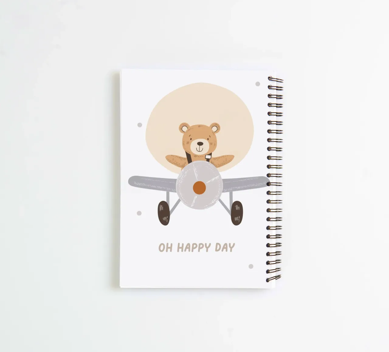 Bear Flying a Plane, Pilot Illustration, Boy's Nursery Print spiral notebook by Little Lola