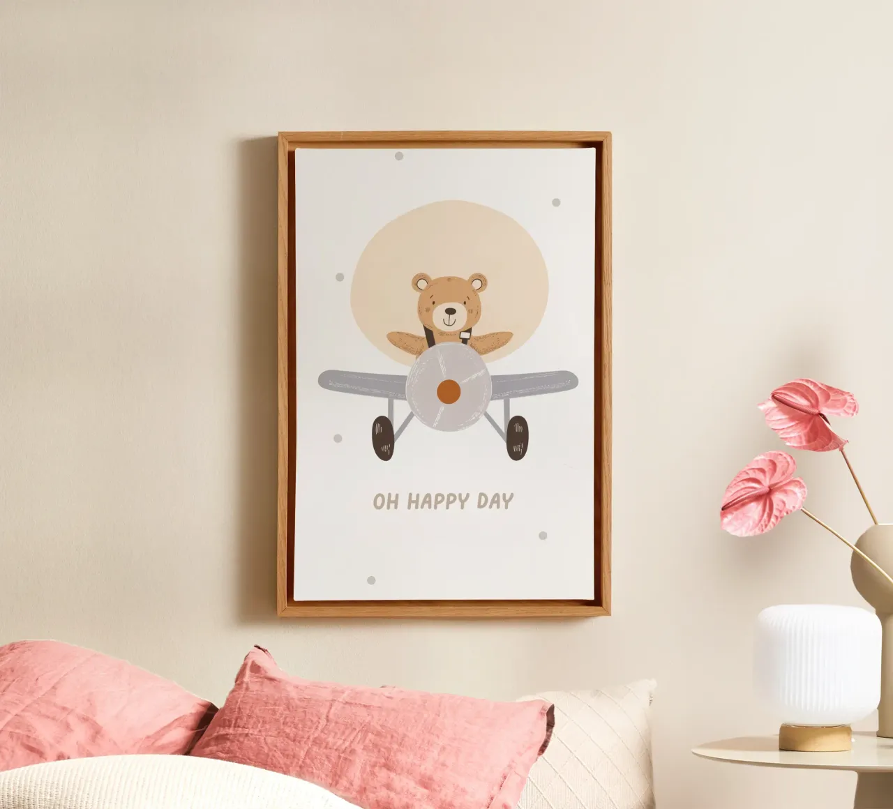 Bear Flying a Plane, Pilot Illustration, Boy's Nursery Print canvas by Little Lola