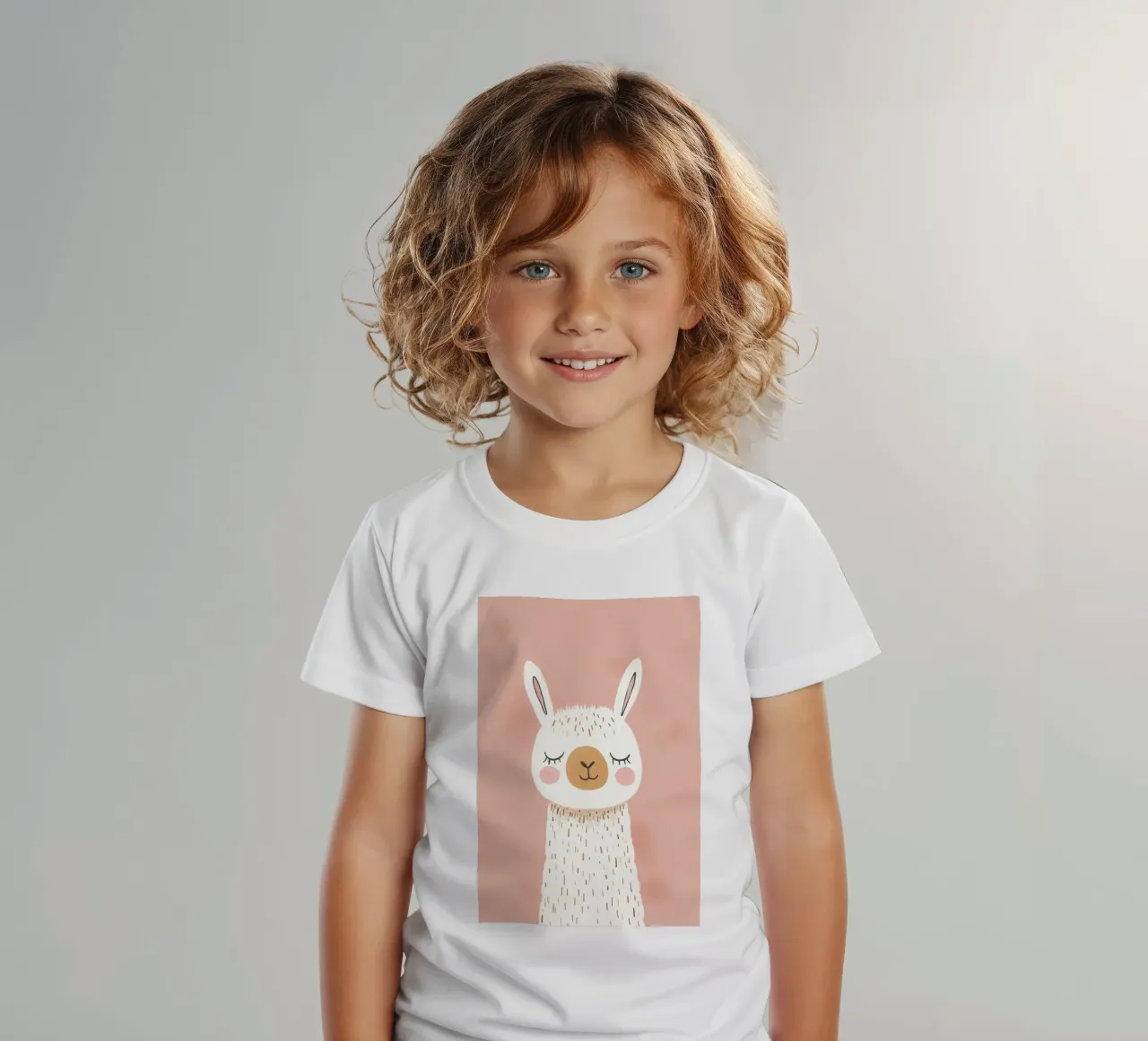 Pink Llama Poster for Kids Nursery, Children's Pink Print kids t-shirt by Little Lola