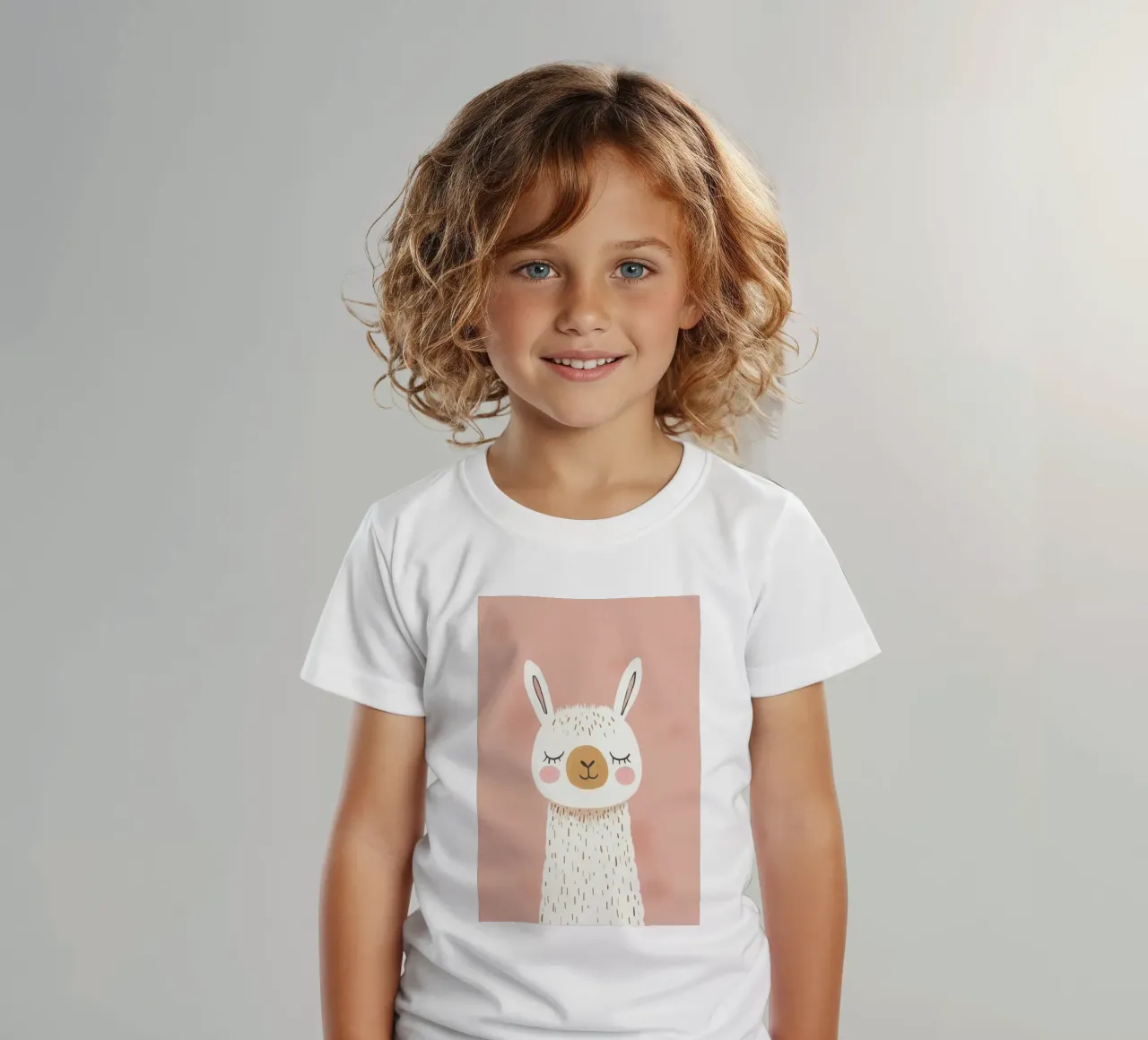 Pink Llama Poster for Kids Nursery, Children's Pink Print kids t-shirt by Little Lola