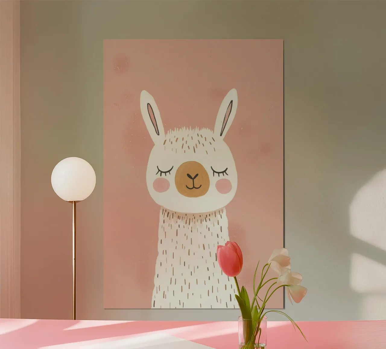Poster con lama rosa per la cameretta dei bambini, stampa rosa per bambini carta hahnemühle da Little Lola