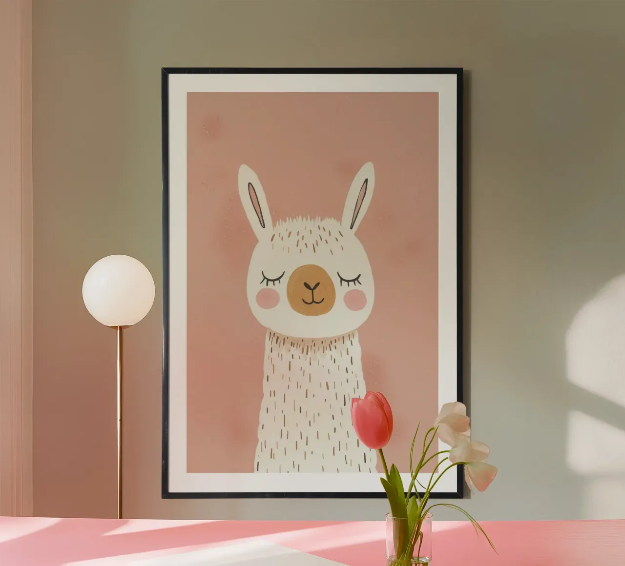 Poster con lama rosa per la cameretta dei bambini, stampa rosa per bambini carta hahnemühle da Little Lola