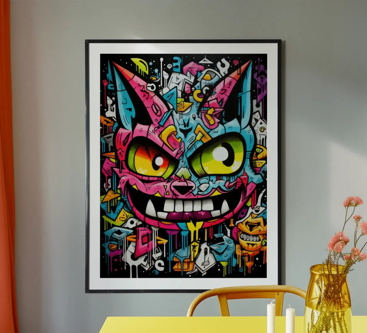 animali graffiti poster con telaio in legno da Art Digital Visuel