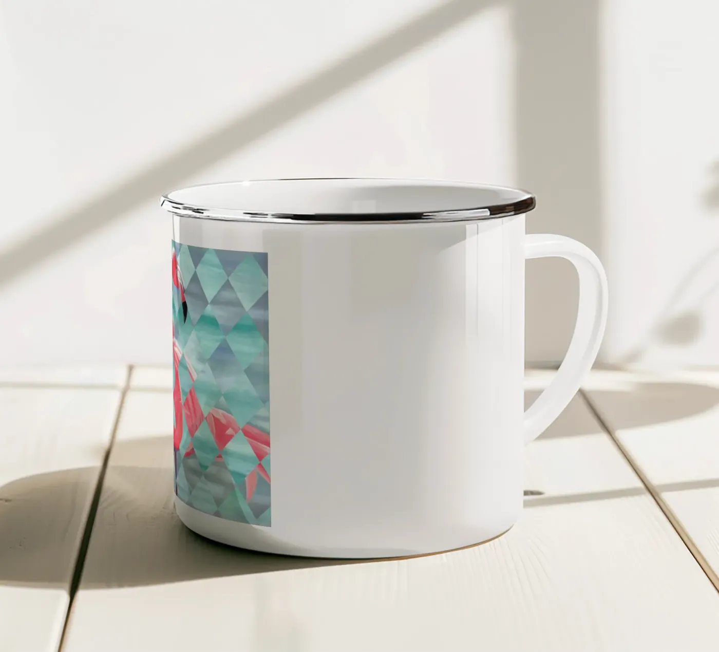 Flamingo emaille mok van Allison Chaplin