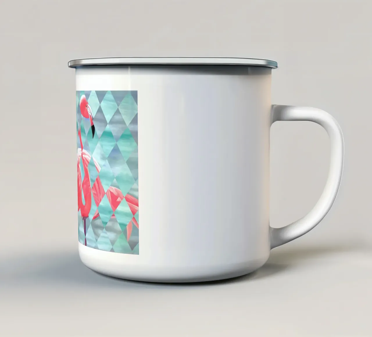 Flamingo enamel mug by Allison Chaplin