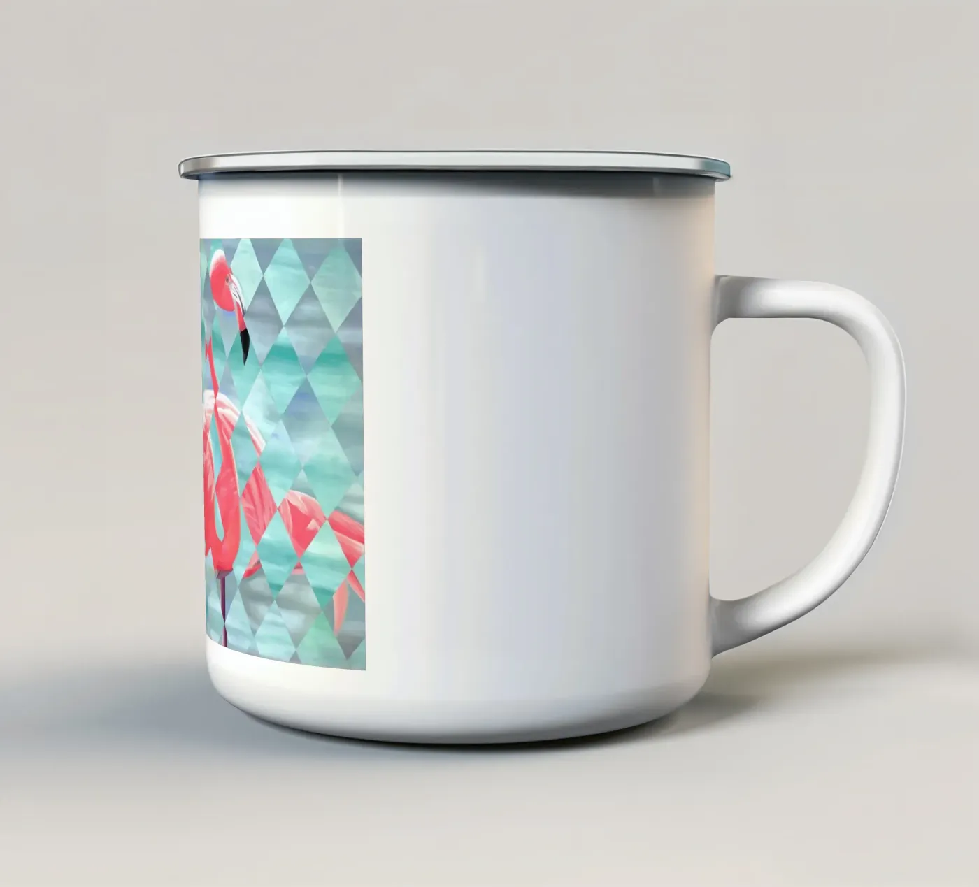 Flamingo emaille mok van Allison Chaplin