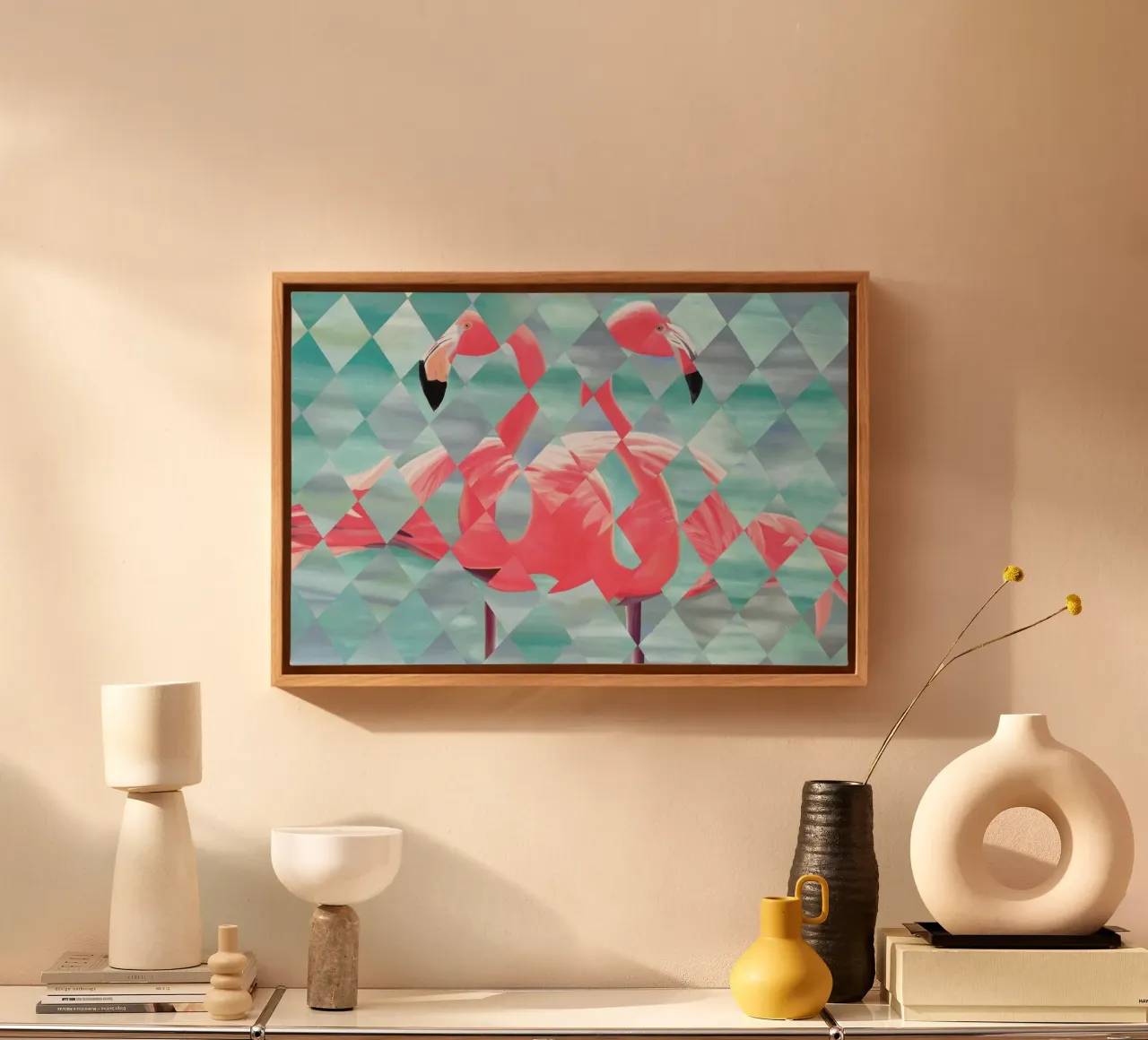 Flamingo tela con Cornice a cassetta da Allison Chaplin