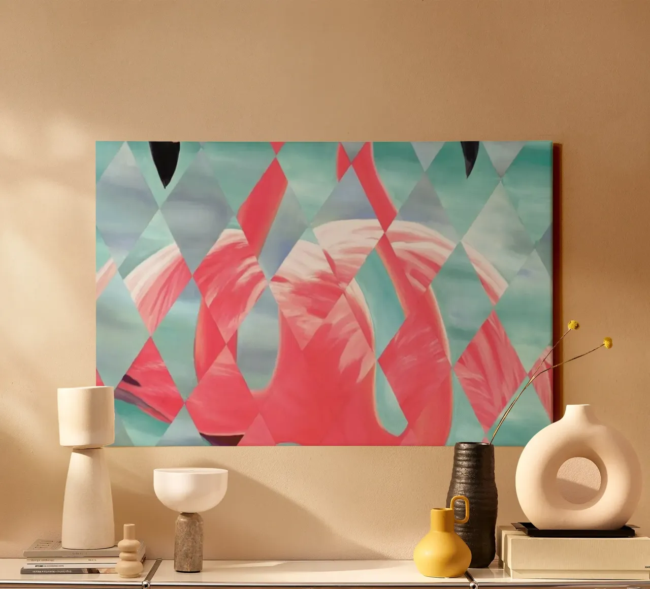 Flamingo tela con Cornice a cassetta da Allison Chaplin