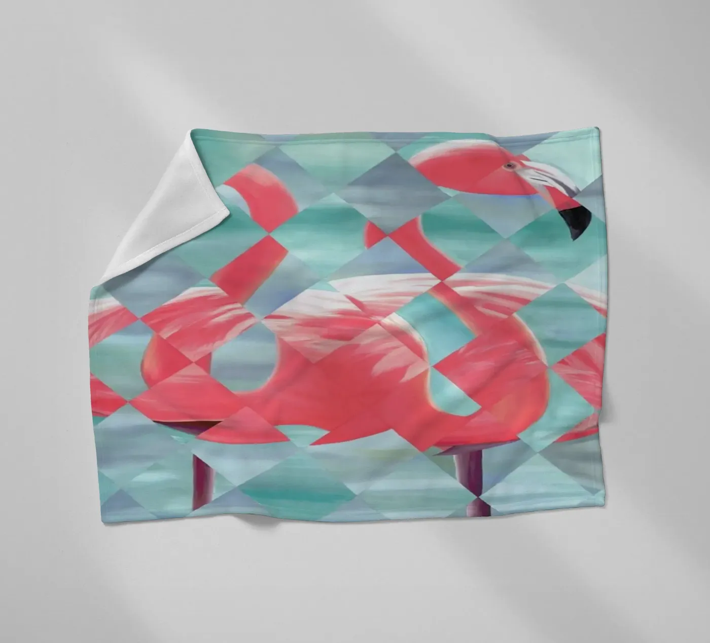 Flamingo fleece blanket by Allison Chaplin