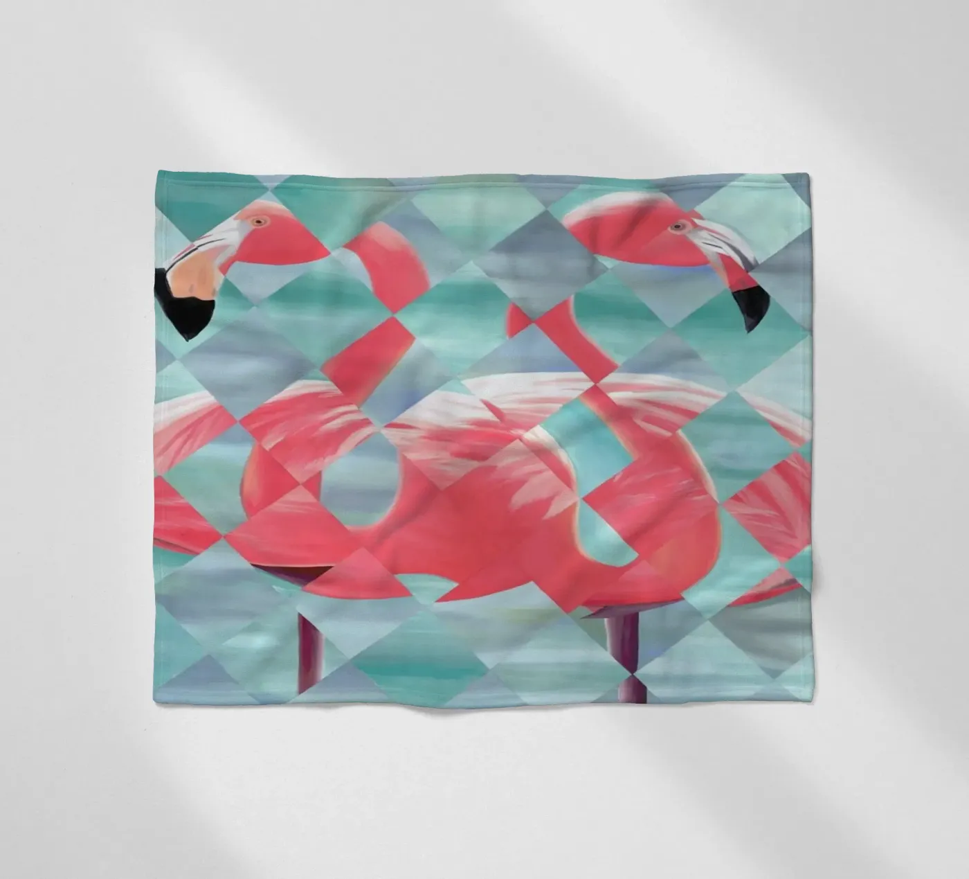 Flamingo fleece blanket by Allison Chaplin