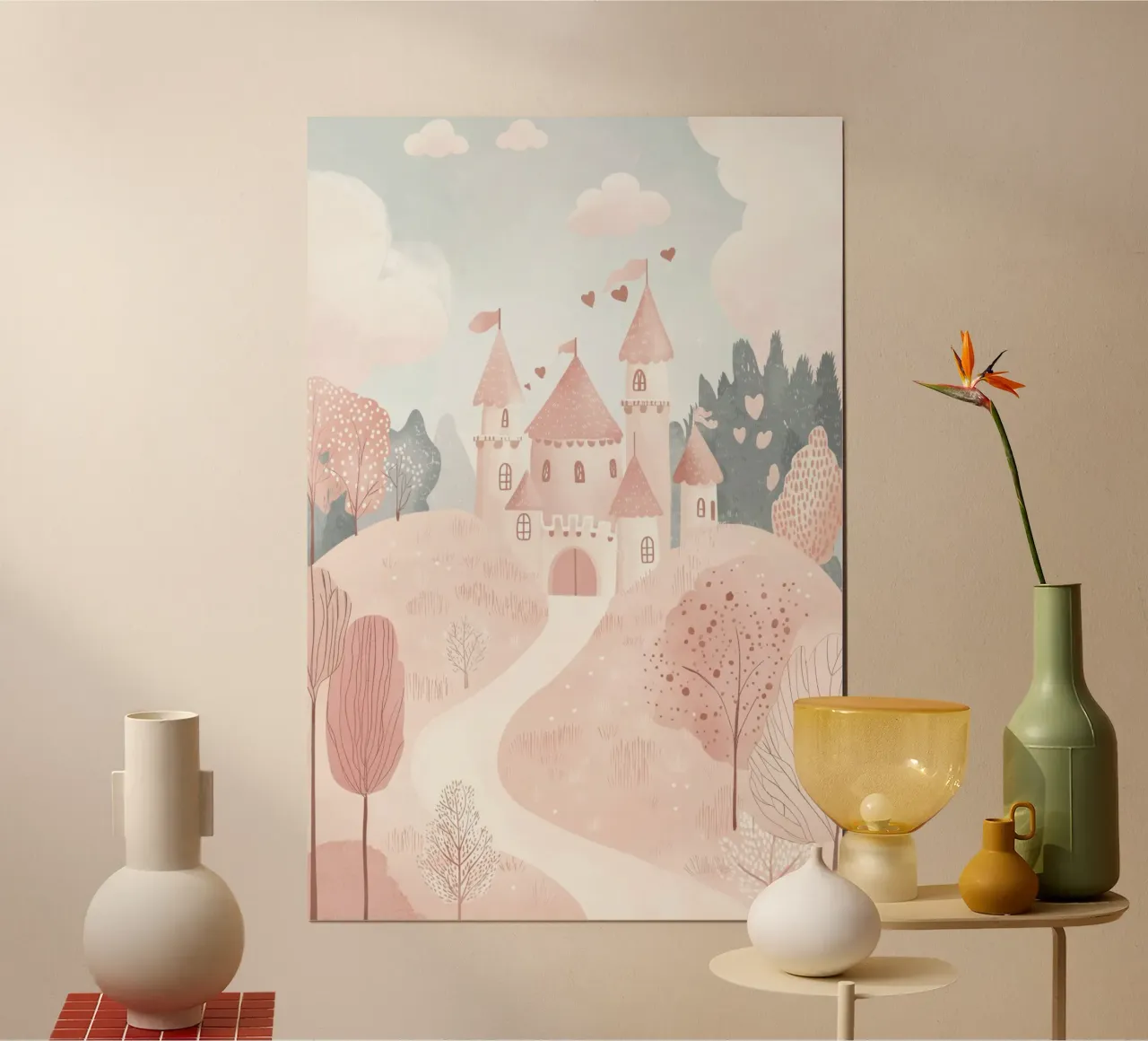 Póster de castillo de cuento de hadas, ilustración de castillo de princesa poster de Little Lola