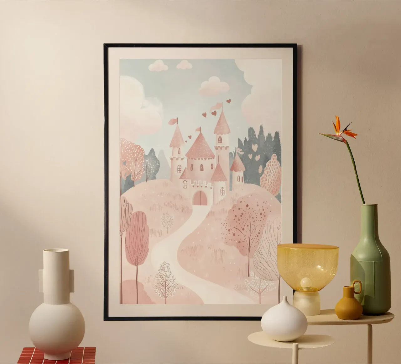 Póster de castillo de cuento de hadas, ilustración de castillo de princesa poster de Little Lola
