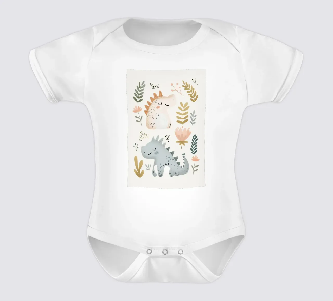 Dinosaur Print for Nursery, Pastel Kids Wall Art body neonato maniche corte da Little Lola