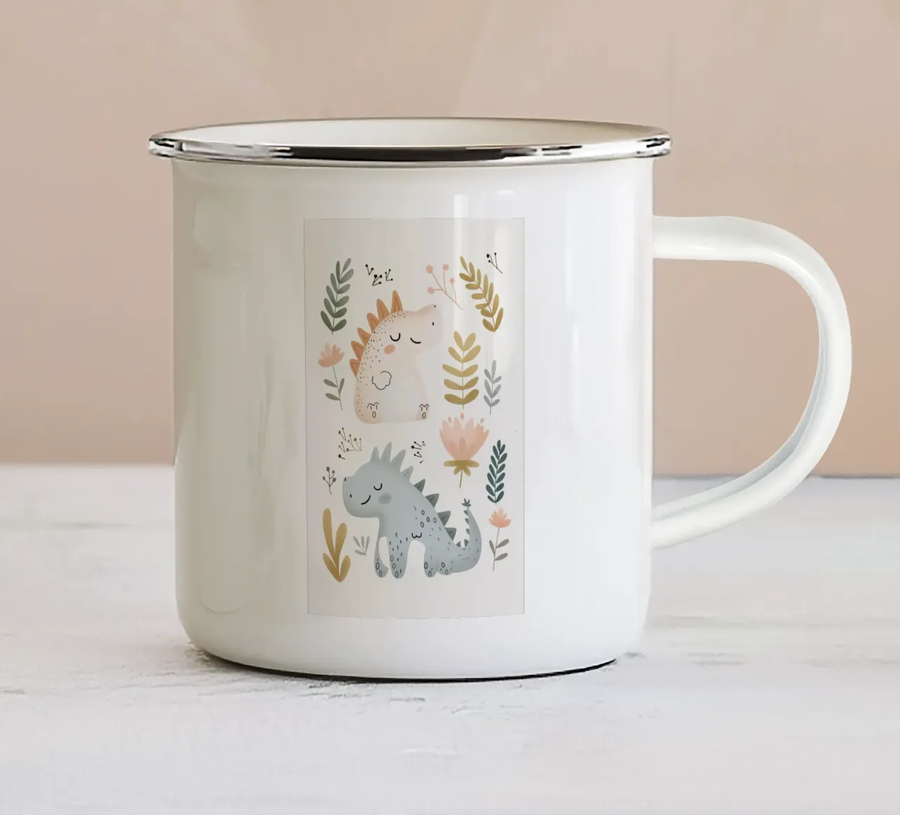 Dinosaur Print for Nursery, Pastel Kids Wall Art tazza in smalto da Little Lola