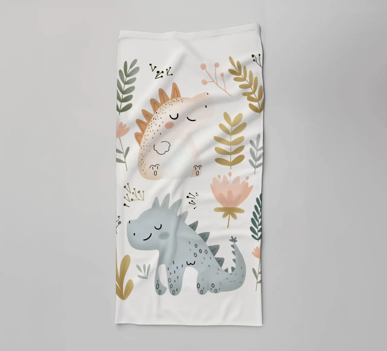Dinosaur Print for Nursery, Pastel Kids Wall Art asciugamano da bagno da Little Lola