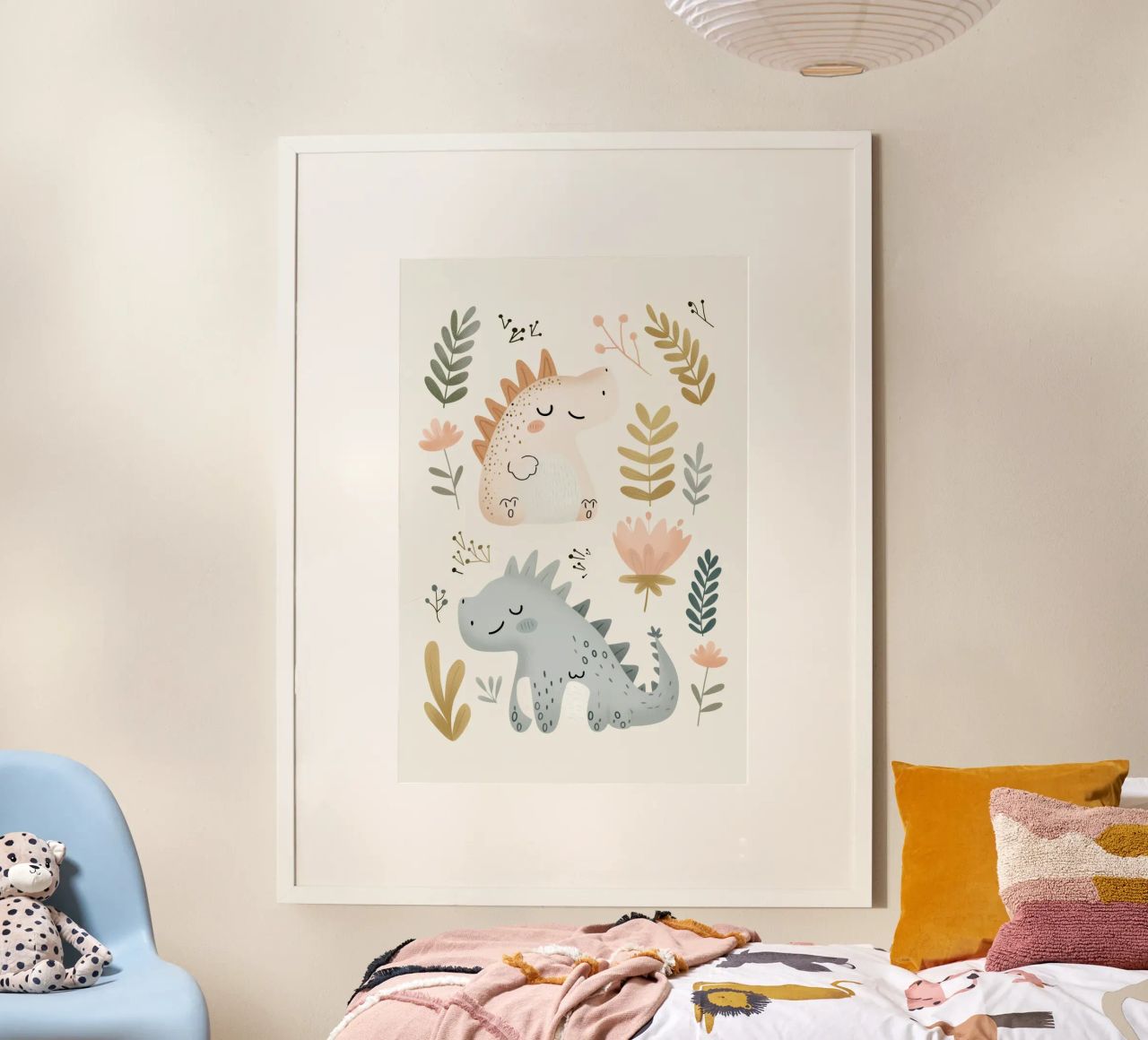 Dinosaur Print for Nursery, Pastel Kids Wall Art Poster von Little Lola