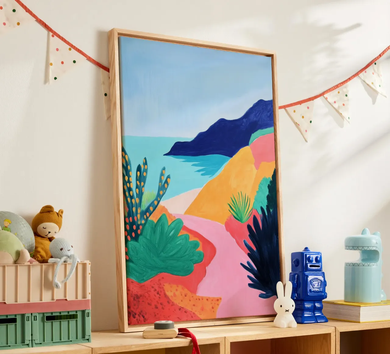 Kleurrijke Middellandse Zeekust canvas met Baklijst van studiofox