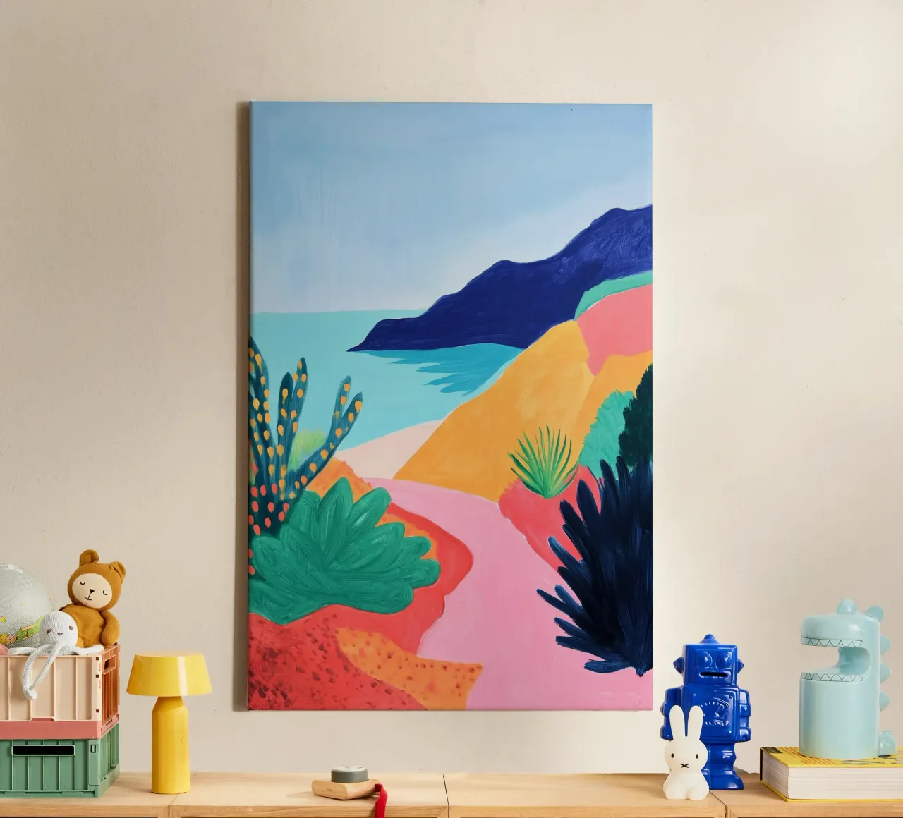 Kleurrijke Middellandse Zeekust canvas met Baklijst van studiofox