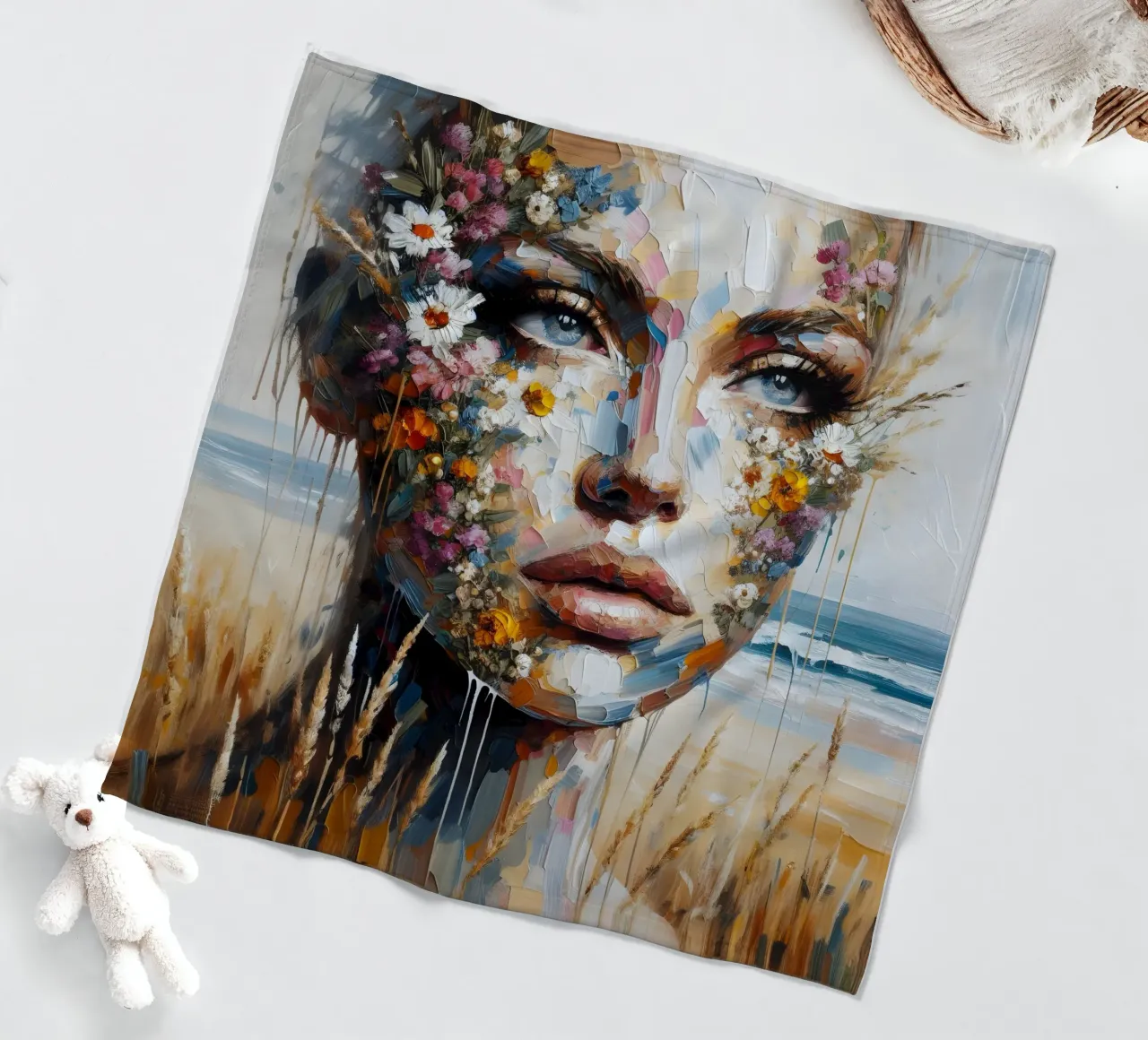 FIORI DI CAMPO SULLA SPIAGGIA PITTURA coperta in pile da ARTOMATIC