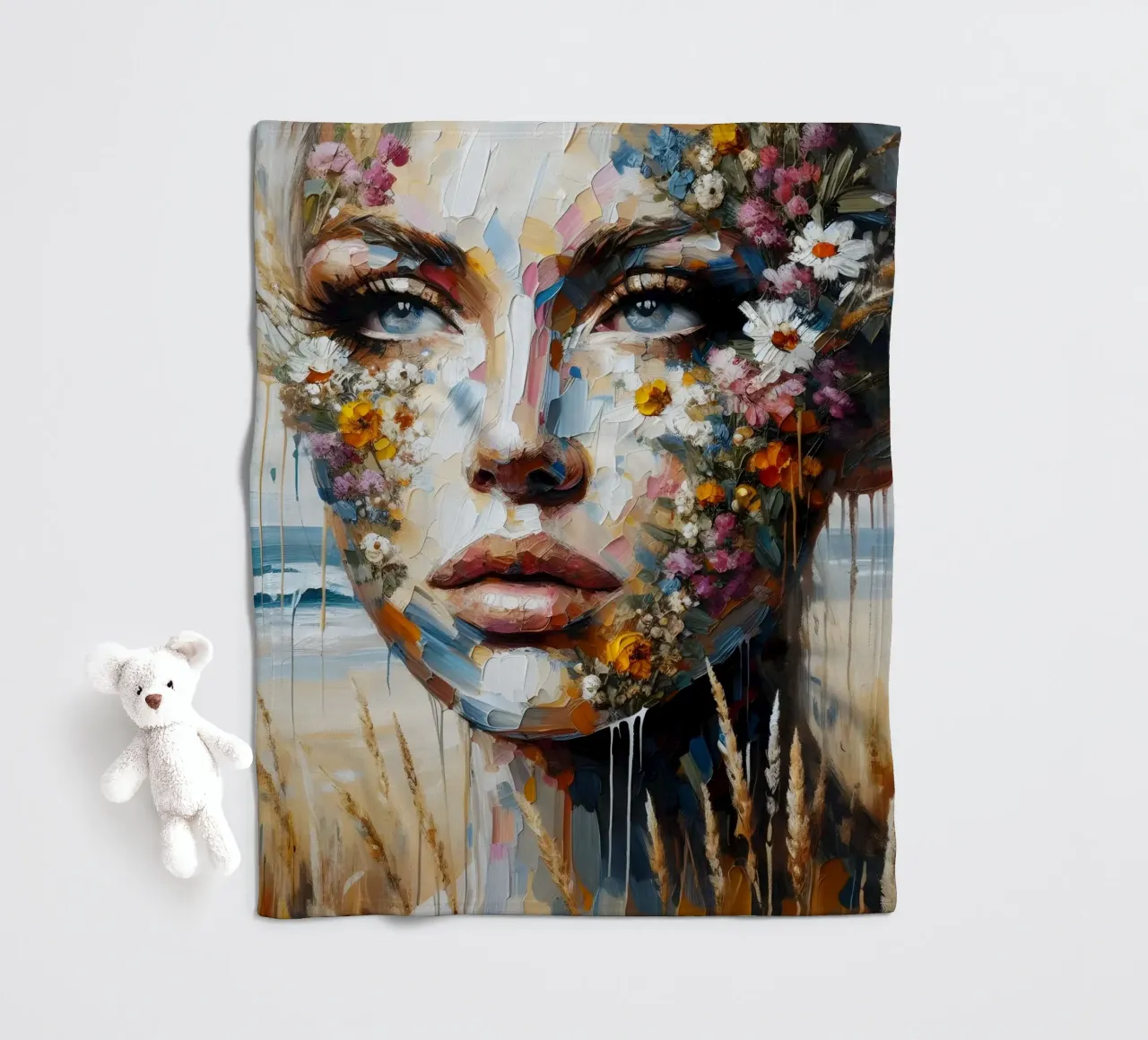 FIORI DI CAMPO SULLA SPIAGGIA PITTURA coperta in pile da ARTOMATIC
