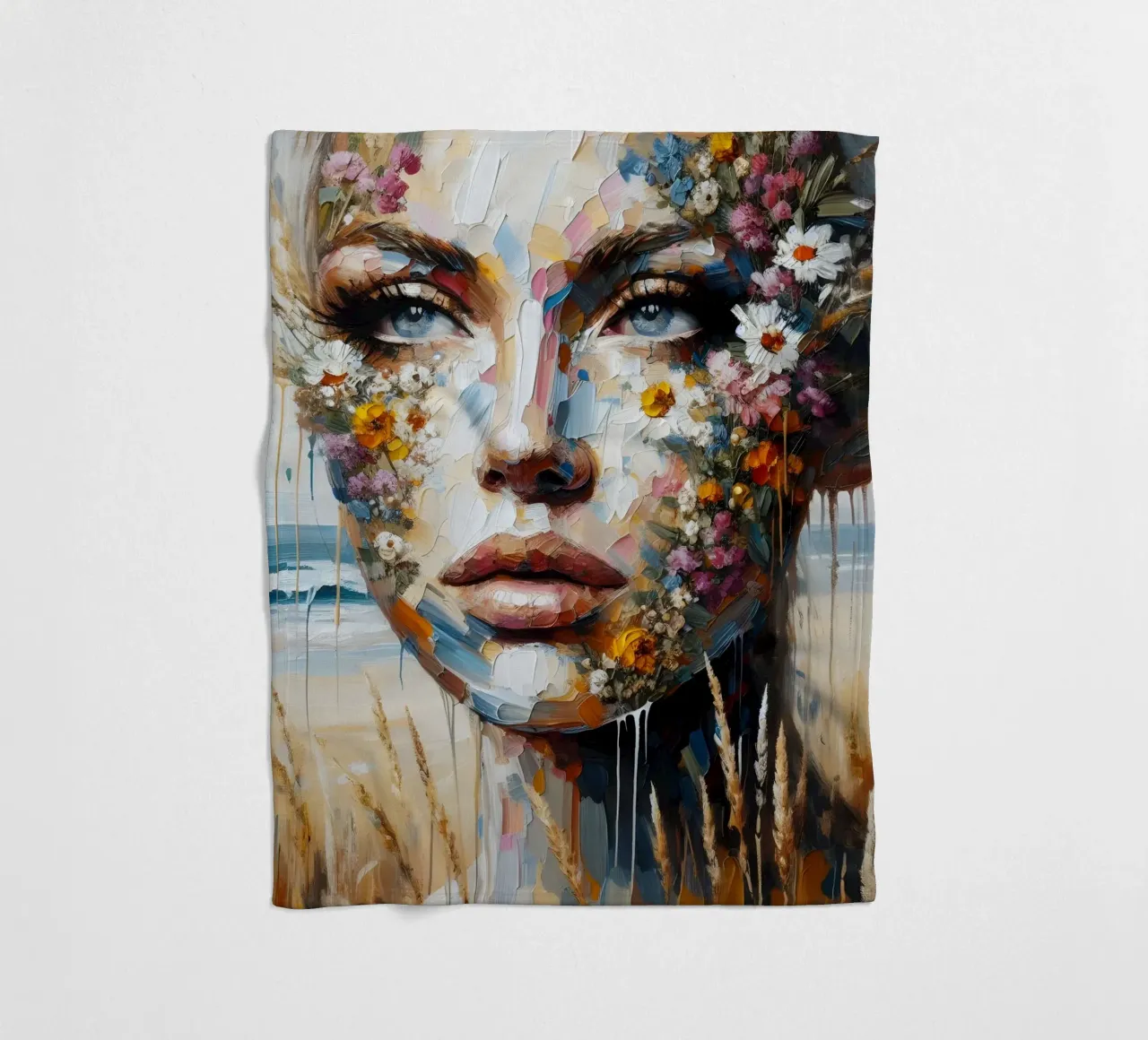 FIORI DI CAMPO SULLA SPIAGGIA PITTURA coperta in pile da ARTOMATIC